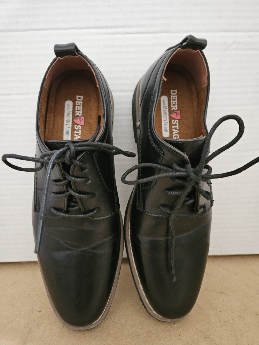 Deer Stags Shoes Boys Size 3M Black Highland Dress Oxford Lace Up (Bin16)